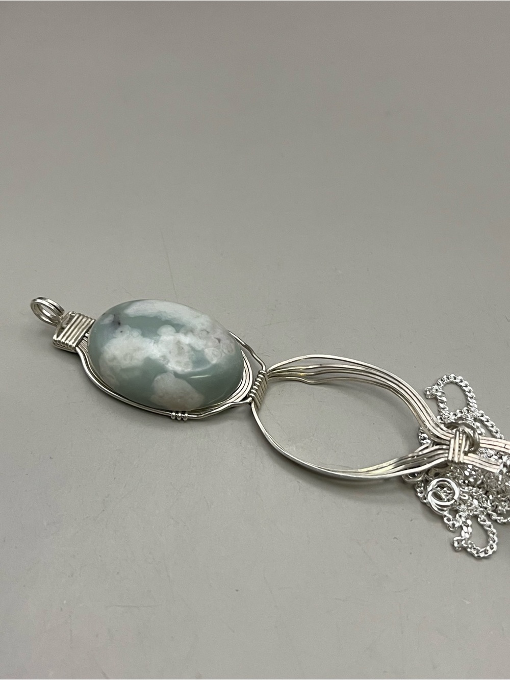 Handmade Sterling Silver Wire Wrapped Interchangeable Pendant Necklace - Picture 5 of 7